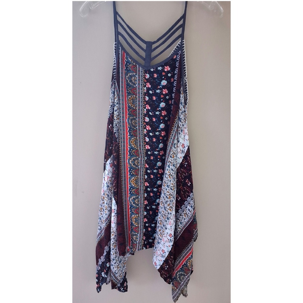 Kori America Womens L Boho Whimsy handkerchief Hem Sleeveless Festival Dress